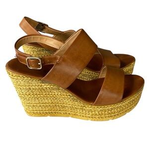ZIGI ADALEE WOMENS FAUX LEATHER WEDGE SANDAL HEELS SIZE 6.5